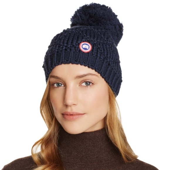 canada goose hat with fur pom pom